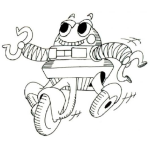 Dibujo para colorear Dibujo De Robot Con Llantas Para Pintar Y Colorear