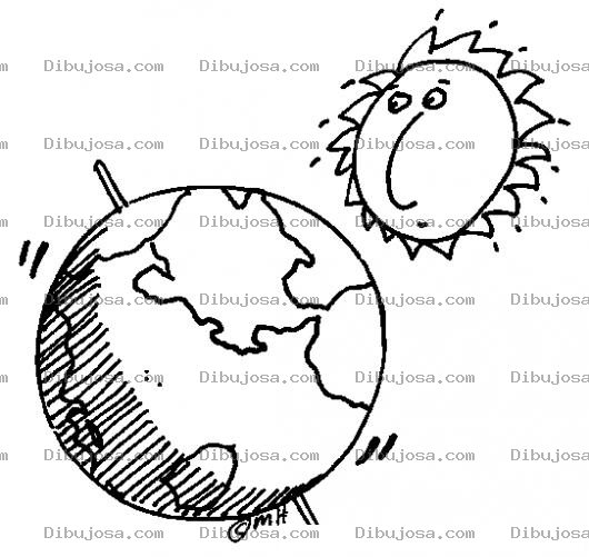 Dibujo para colorear Dibujo Del Sol Iluminando Y Calentando A La Tierra Para Pintar Y Colorear
