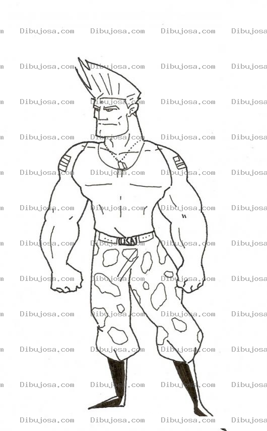 Dibujo para colorear Dibujo De Guile De Street Fighter Para Pintar Y Colorear