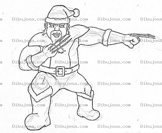 Dibujo para colorear Dibujo De Wolverein Vestido De Santaclau Para Pintar Y Colorear A Wolveraine En Navidad