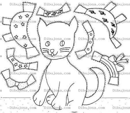Dibujo para colorear Dibujo De Gatito Con Ropita Recortable Para Recortar Pintar Y Colorear