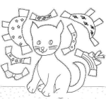Dibujo para colorear Dibujo De Gatito Con Ropita Recortable Para Recortar Pintar Y Colorear
