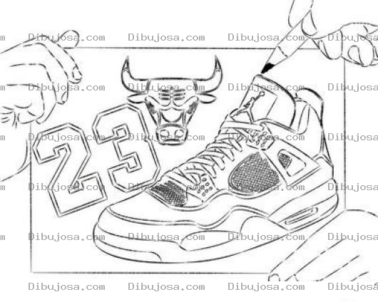 Dibujo para colorear Dibujo De Los Tennis De Michael Jordan Para Pintar Y Colorear Jordan 23 Con Signo De Los Bulls