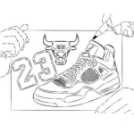 Dibujo para colorear Dibujo De Los Tennis De Michael Jordan Para Pintar Y Colorear Jordan 23 Con Signo De Los Bulls