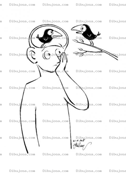 Dibujo para colorear Hombre Cerebro De Pajarito Para Pintar Y Colorear