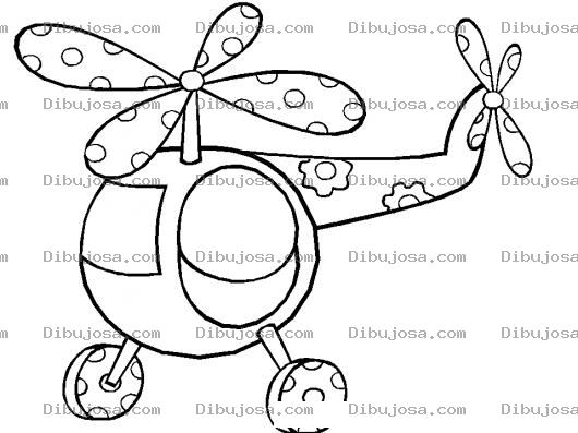 Dibujo para colorear Helicoptero De Mujer Para Pintar Y Colorear Dibujo De Un Helicoptero Femenino De Rosado Con Motas Y Flores
