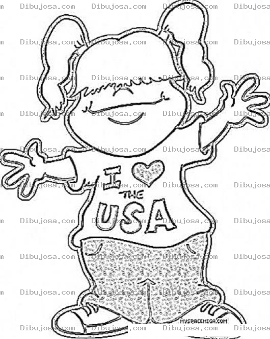 Dibujo para colorear Amo Los Estados Unidos Dibujo De Una Nina Con Una Playera Que Dice I Love The Usa Para Pintar Y Colorear