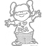 Dibujo para colorear Amo Los Estados Unidos Dibujo De Una Nina Con Una Playera Que Dice I Love The Usa Para Pintar Y Colorear