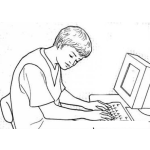 Dibujo para colorear Cansansio Y Bajo Rendimiento Escolar Dibujo De Estudiante Cansado Durmiendose Frente A La Computadora Para Pintar Y Colorear