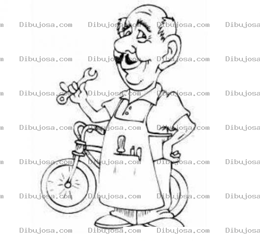 Dibujo para colorear Mecanico De Bicicletas Para Pintar Y Colorear