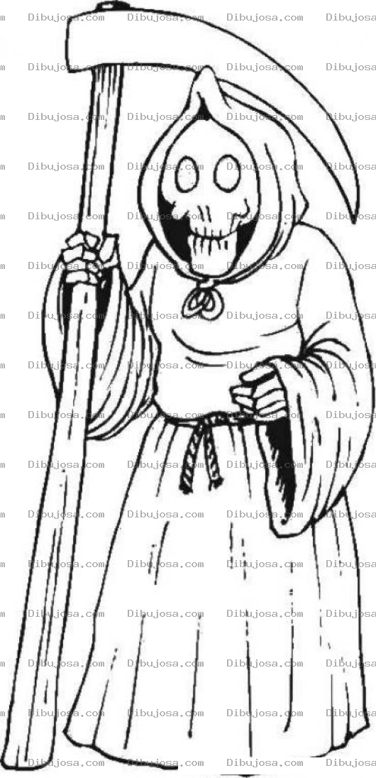 Dibujo para colorear Dibujo De La Muerte Con Su Guadana Para Pintar Y Colorear Agua Dana