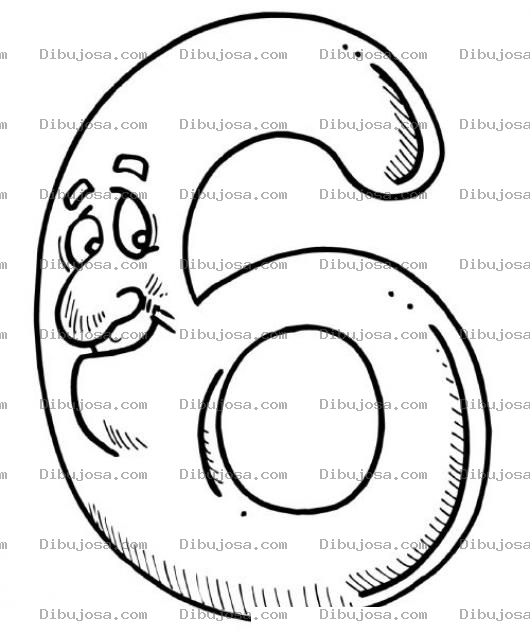 Dibujo para colorear Numeroseis Dibujo Del Numero Seis Para Pintar Y Colorear Al Numero6 Numero 6