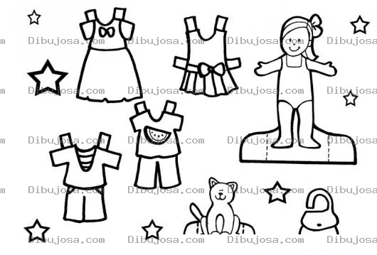 Dibujo para colorear Dibujo De Munequita Con Ropa Recortable Y Un Gatito Para Recortar Ropita Pintar Y Colorear