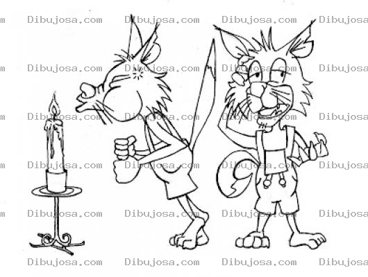 Dibujo para colorear Dibujo De Lobo Soplador Con Otro Amigo Lobo Para Pintar Y Colorear Lobo Soplando Una Candela