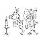 Dibujo para colorear Dibujo De Lobo Soplador Con Otro Amigo Lobo Para Pintar Y Colorear Lobo Soplando Una Candela
