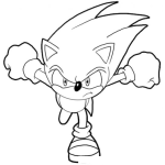 Dibujo para colorear Dibujo De Sonic De Sega Corriendo De Frente Para Pintar Y Colorear