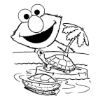 Dibujo para colorear Colorear a Elmo con tortugas