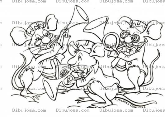 Dibujo para colorear Ratones En Fiesta Tocando Trompetas Para Pintar Y Colorear