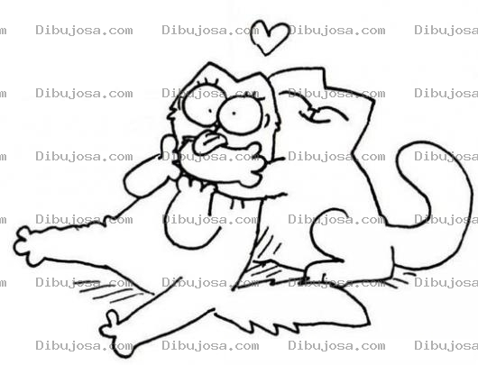 Dibujo para colorear Dibujo De Gato Meloso Para Pintar Y Colorear