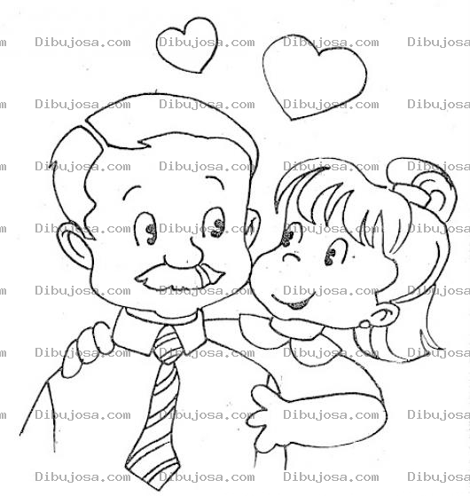Dibujo para colorear Diadelpadre 17 De Junio Dibujo De Hija Dandole Un Abrazo De Feliz Dia Del Padre A Su Papa Para Pintar Y Colorear