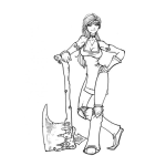 Dibujo para colorear Dibujo De Chica Con Hacha Gigante Para Pintar Y Colorear