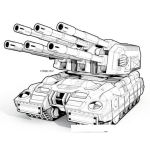 Dibujo para colorear Tanque De Guerra De 6 Canones Para Pintar Y Colorear