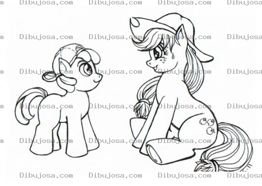 Dibujo para colorear Dibujo De Mama Pony Con Su Hijo Pony Para Pintar Y Colorear