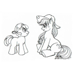 Dibujo para colorear Dibujo De Mama Pony Con Su Hijo Pony Para Pintar Y Colorear