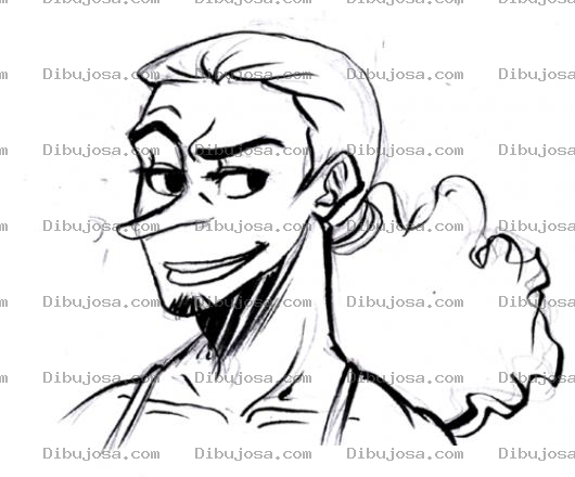 Dibujo para colorear Hombre Con Cara De Mujer Con Barbita Pelo Largo Y Nariz De Pinocho Para Pintar Y Colorear