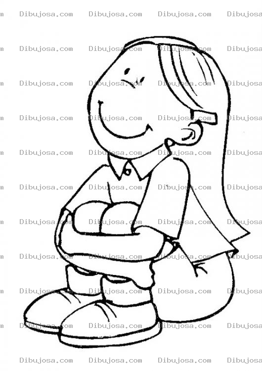 Dibujo para colorear Dibujo De Nina Sentada En El Piso Para Pintar Y Colorear Sentada En El Suelo