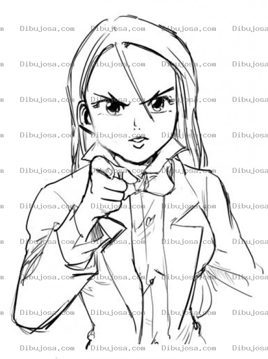 Dibujo para colorear Dibujo De Chica Acusadora Senalando Con El Dedo Para Pintar Y Colorear