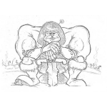 Dibujo para colorear Barabaro Gay Para Pintar Y Colorear Dibujo De Un Barbarian Mamplor Con Una Flor En La Cabeza
