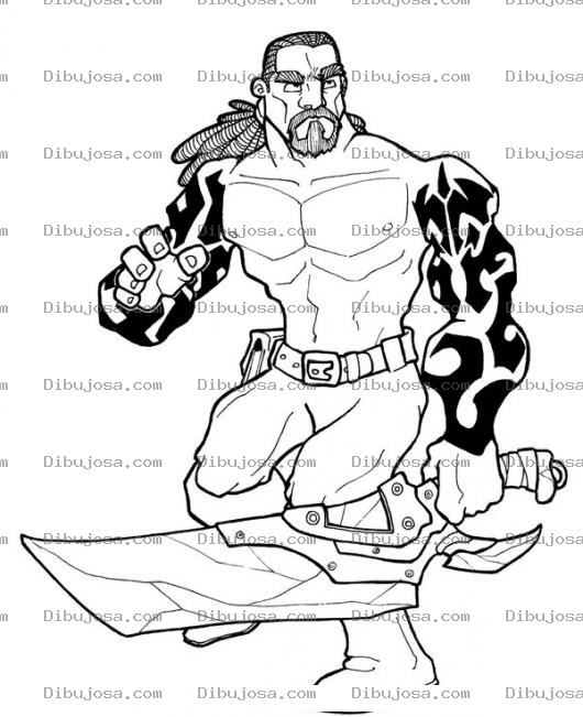 Dibujo para colorear ,usculoso Tatuado Para Pintar Y Colorear