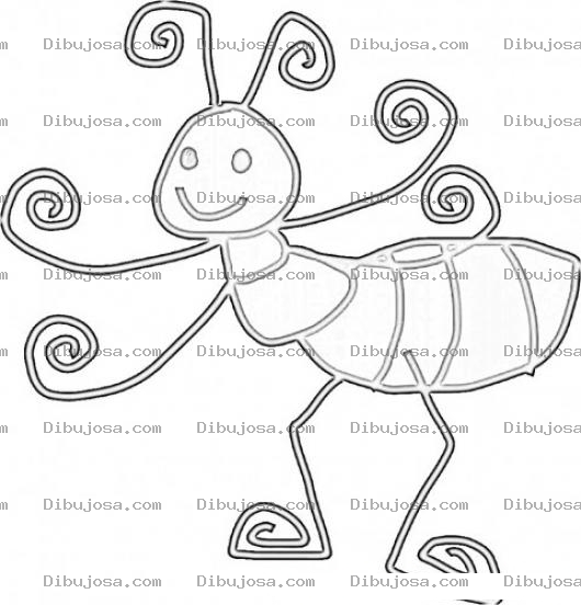 Dibujo para colorear Dibujo De Hormiguita Haciendo Gatos Para Pintar Y Colorear