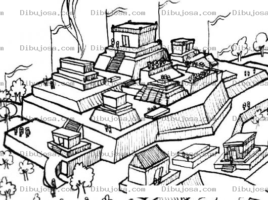 Dibujo para colorear Ruinas Mayas Dibujo De Ciudad Maya Para Pintar Y Colorear Ciudad Azteca