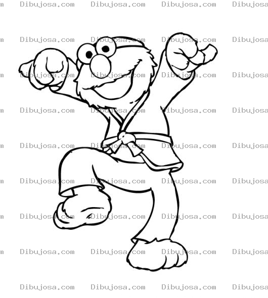 Dibujo para colorear Elmo Karateca Para Pintar Y Colorear
