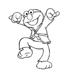 Dibujo para colorear Elmo Karateca Para Pintar Y Colorear