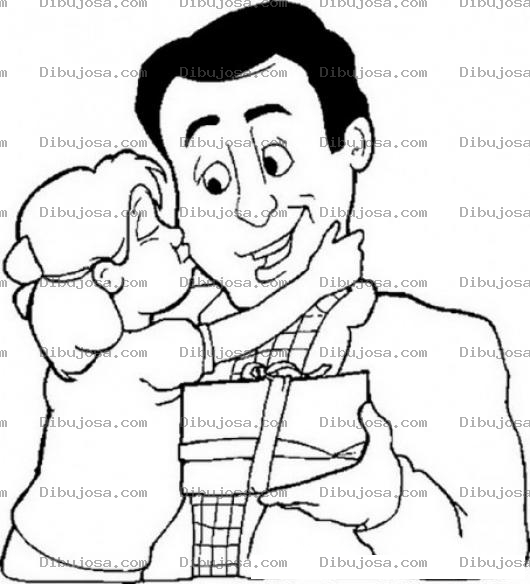 Dibujo para colorear Dibujo De Hija Dando Beso A Su Papa Por El Dia Del Padre Para Pintar Y Colorear