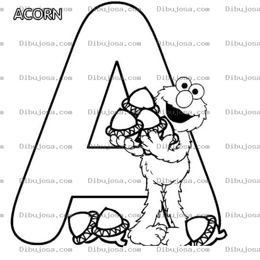 Dibujo para colorear Letra A para colorear con Elmo