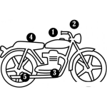 Dibujo para colorear Dibujo De Las Partes De Una Moto Para Pintar Y Colorear 1 Tanque De Gasolina 2 Timon 3 Motor 4 Sillon 5 Escape