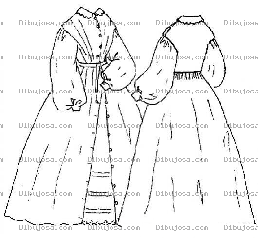 Dibujo para colorear Vestidos Antiguos Para Pintar Y Colorear