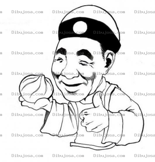 Dibujo para colorear Dibujo De Chino Con Una Cabeza De Ajo Para Pintar Y Colorear Ajo Chino