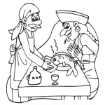 Dibujo para colorear Dibujo De Piratas Comiendo Pescado Para Pintar Y Colorear