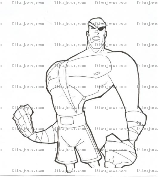 Dibujo para colorear Dibujo De Sagat Peleador De Street Fighter Para Pintar Y Colorear