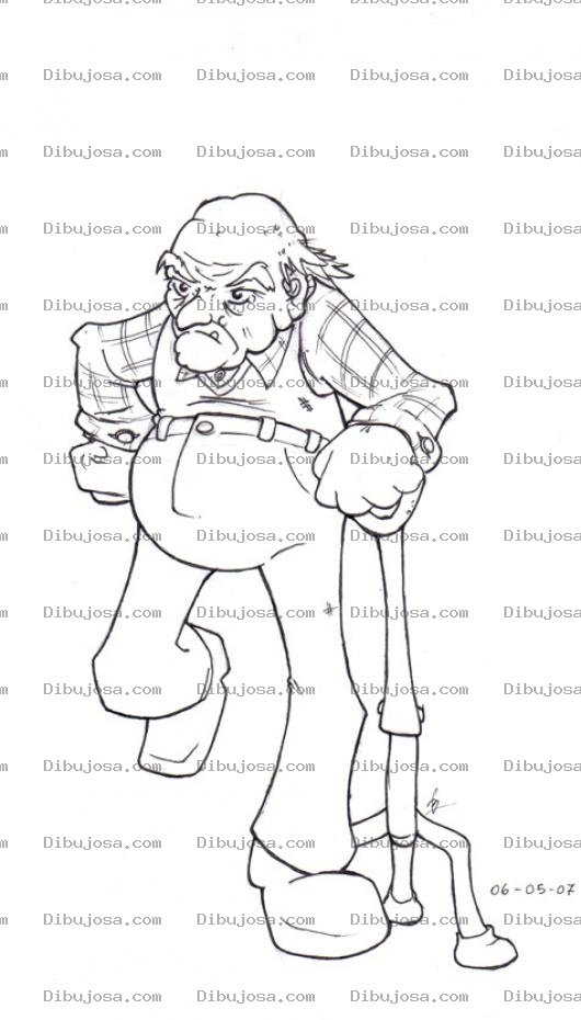 Dibujo para colorear Dibujo De Viejito Caminando Con Un Baston De Tres Patas Y El Pantalon Hasta El Pecho Para Pintar Y Colorear