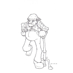 Dibujo para colorear Dibujo De Viejito Caminando Con Un Baston De Tres Patas Y El Pantalon Hasta El Pecho Para Pintar Y Colorear