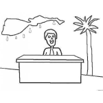 Dibujo para colorear Dibujo De Empleado Trabajando Bajo La Lluvia Para Pintar Y Colorear