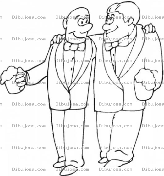 Dibujo para colorear Amigos Compadres Abrazados Y Tomando Cerveza Para Pintar Y Colorear