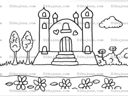 Dibujo para colorear Iglesia De Corazones Para Pintar Y Colorear