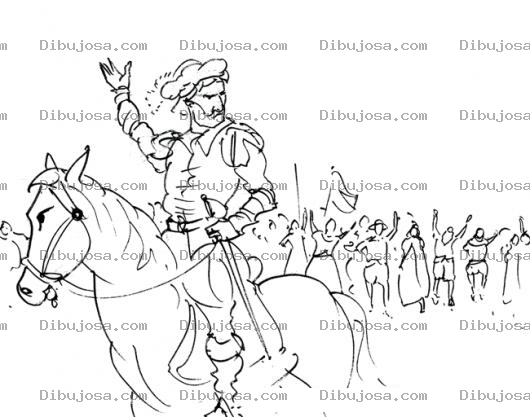 Dibujo para colorear Dibujo De General En Batalla En Caballo Blanco Para Pintar Y Colorear